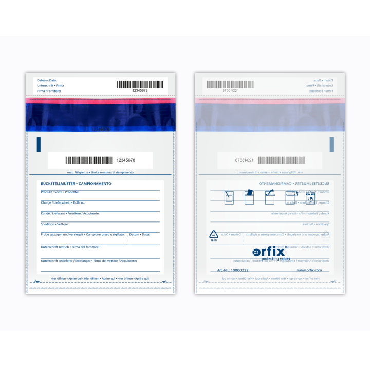 orfix Safebag for samples DE/IT  - 195x265+30mm